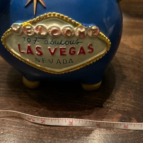 Fabulous Las Vegas Nevada Blue Gold Money Piggy Bank Fun Colorful Home Decor - Picture 5 of 6